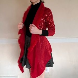 Red vintage festive Christmas cardigan by berek